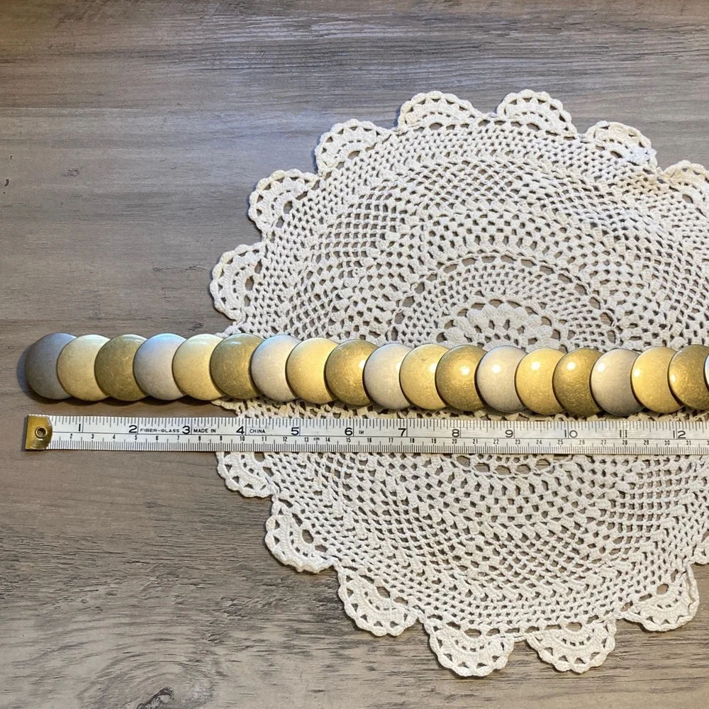 Vintage Circle Disk Medallion Stretch Belt Metallic